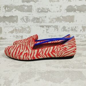 New Rothy's The Flat Red Zebra Round Toe Slip On Loafers X196